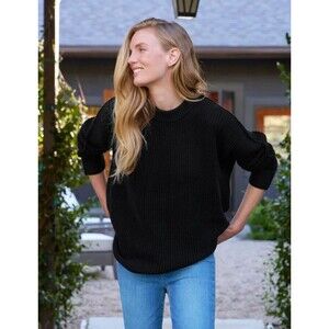 Frank & Eileen Montecito Sweater Pure Italian Cotton Black Small MSRP $398